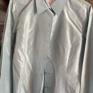 Ann Taylor light baby blue silk shirt